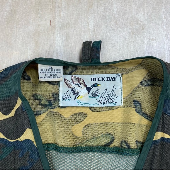 Vintage Duck Bay Men’s XL Camouflage Pockets Hunting Button Camo Vest Cotton - Picture 2 of 4